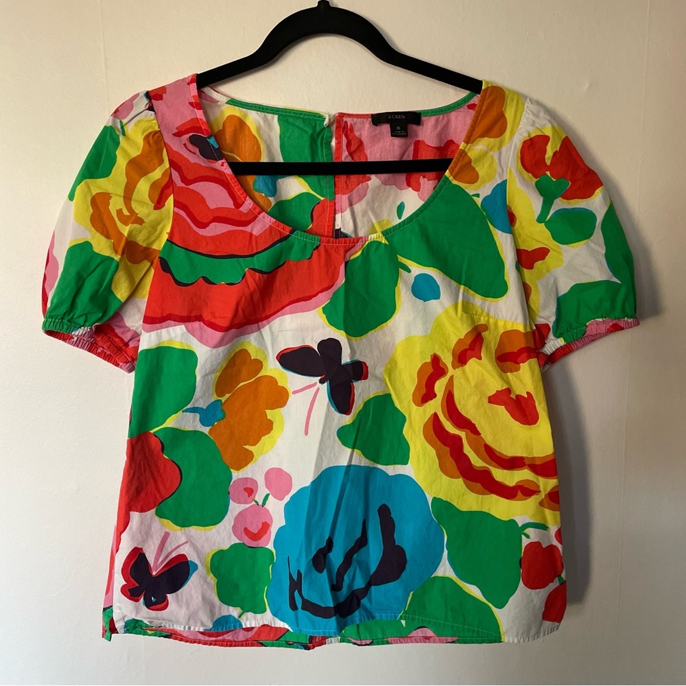 J Crew Scoop Neck colorful blouse 100% cotton